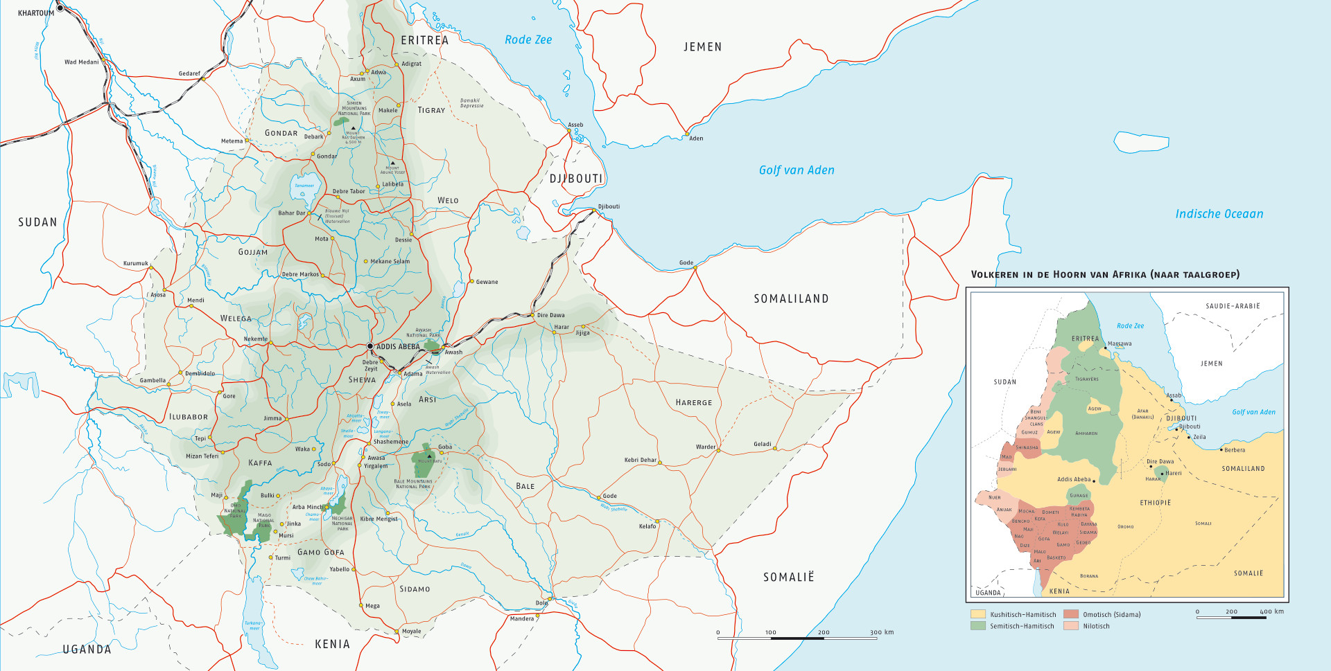 Bevolkingen in de Hoorn van Afrika (volgens taalgroep).